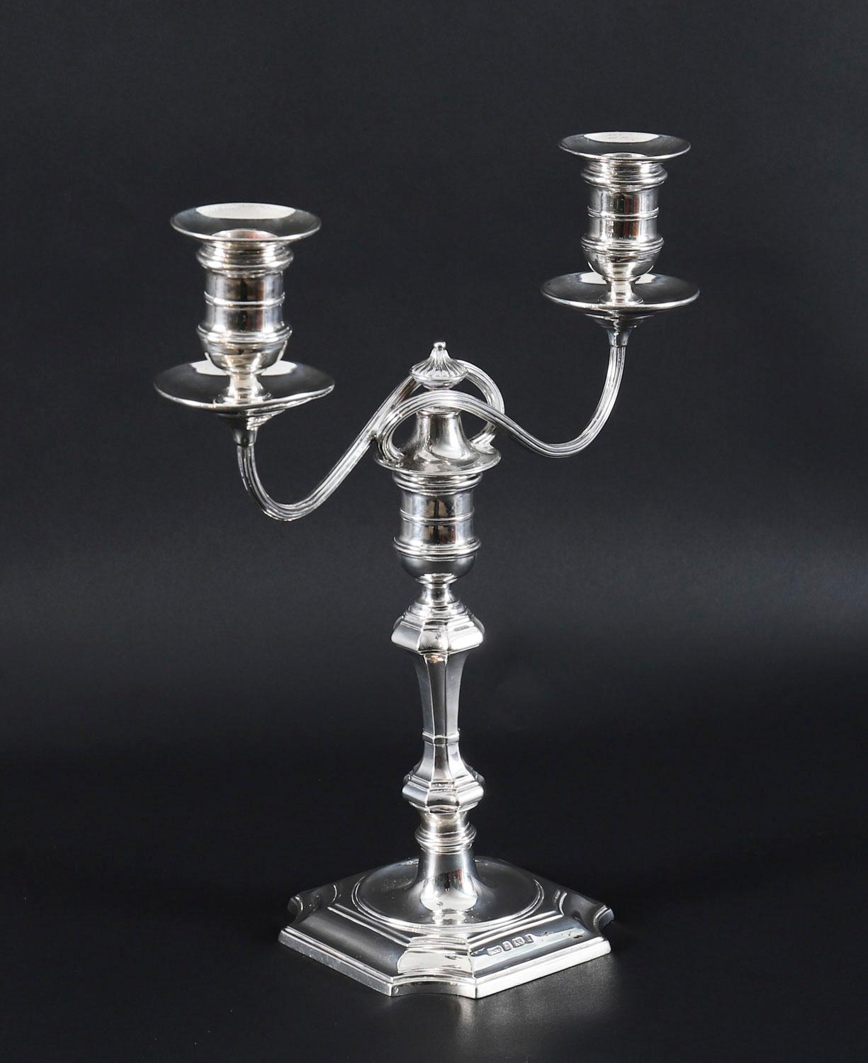 Paire de chandeliers anciens en argent Sterling par Elkington & Co 20ème siècle en vente 3