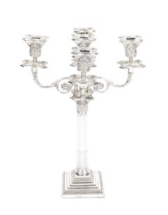 Pair Sterling Silver Five Light Candelabra by Charles Boyton, 1890, 19th Century