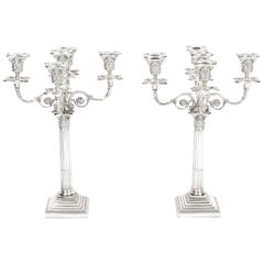 Pair Sterling Silver Five Light Candelabra by Charles Boyton, 1890, 19th Century