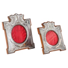 Antique Pair Sterling Silver Photo Frames Mappin Bros 20th Century