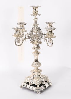 Antique Pair Swedish Five Light Silver Plated Candelabra A.G. Dufva 19th Century