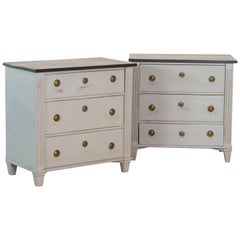 Antique Pair of Swedish Gustavian Painted Chest of Drawers Nightstands