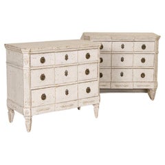 Antique Pair Swedish Gustavian Painted Chest of Drawers Nightstands