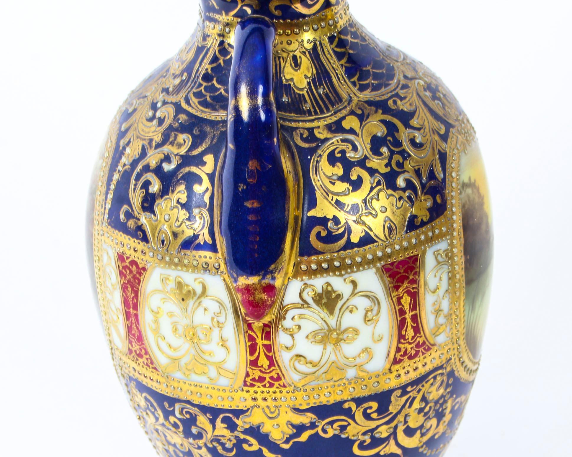 Antique Pair Taisho Period Noritake Hand Painted Porcelain Vases, 1920s 4