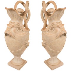 Antique Pair of Large Terracotta Ewers Made in France, circa 1820