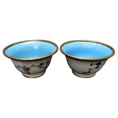 Antike Paar dicke & schwere chinesische Cloisonné-Emaille-Krallen 19. Jahrhundert CO#10