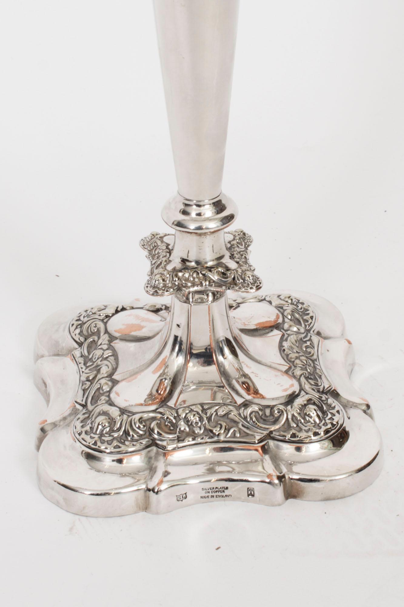 Antique Pair Three Light Candelabra by Stevenson & Law Circa 1920 In Good Condition For Sale In London, GB