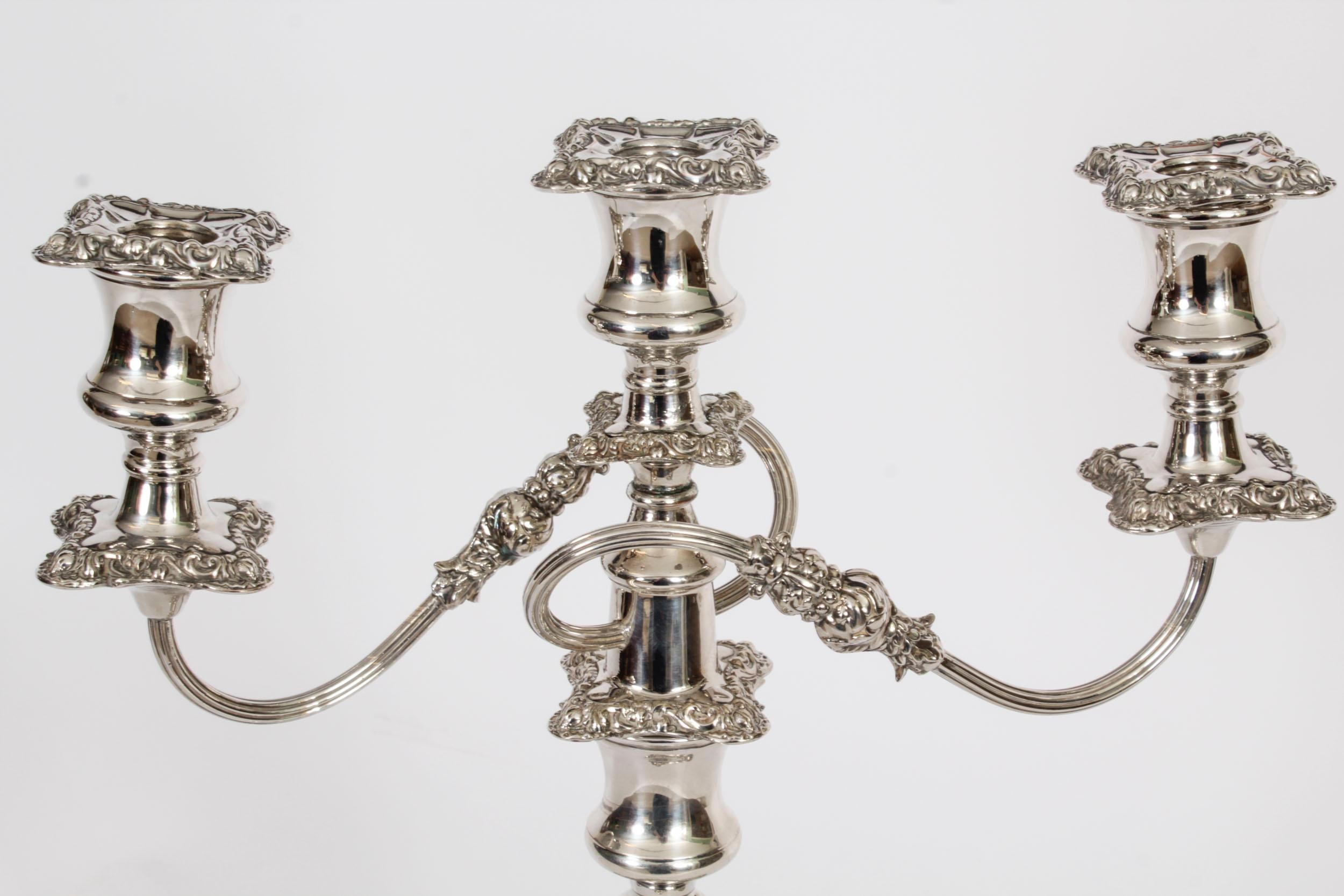Early 20th Century Antique Pair Three Light Candelabra by Stevenson & Law Circa 1920 For Sale