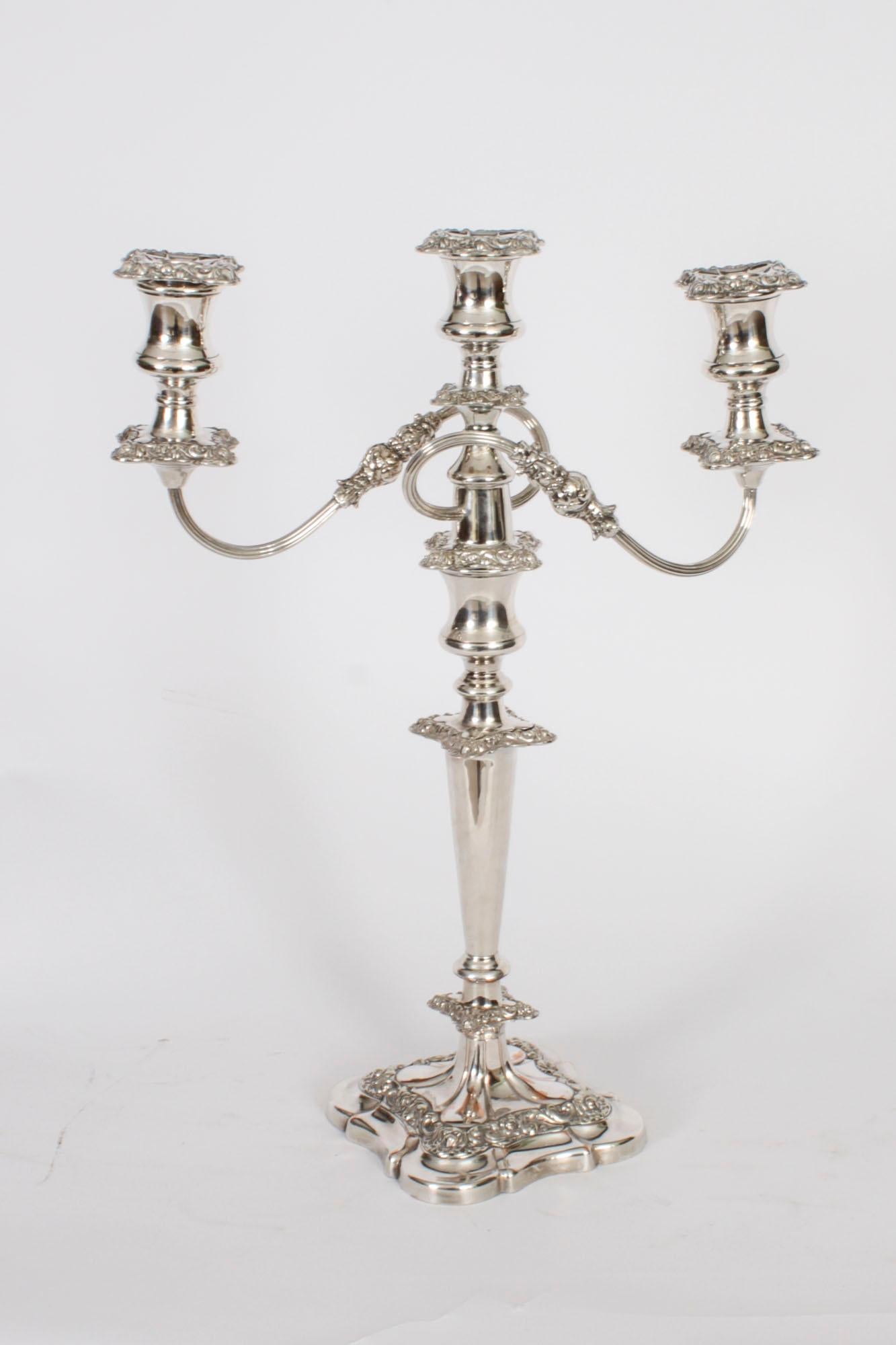 Antique Pair Three Light Candelabra by Stevenson & Law Circa 1920 For Sale 1