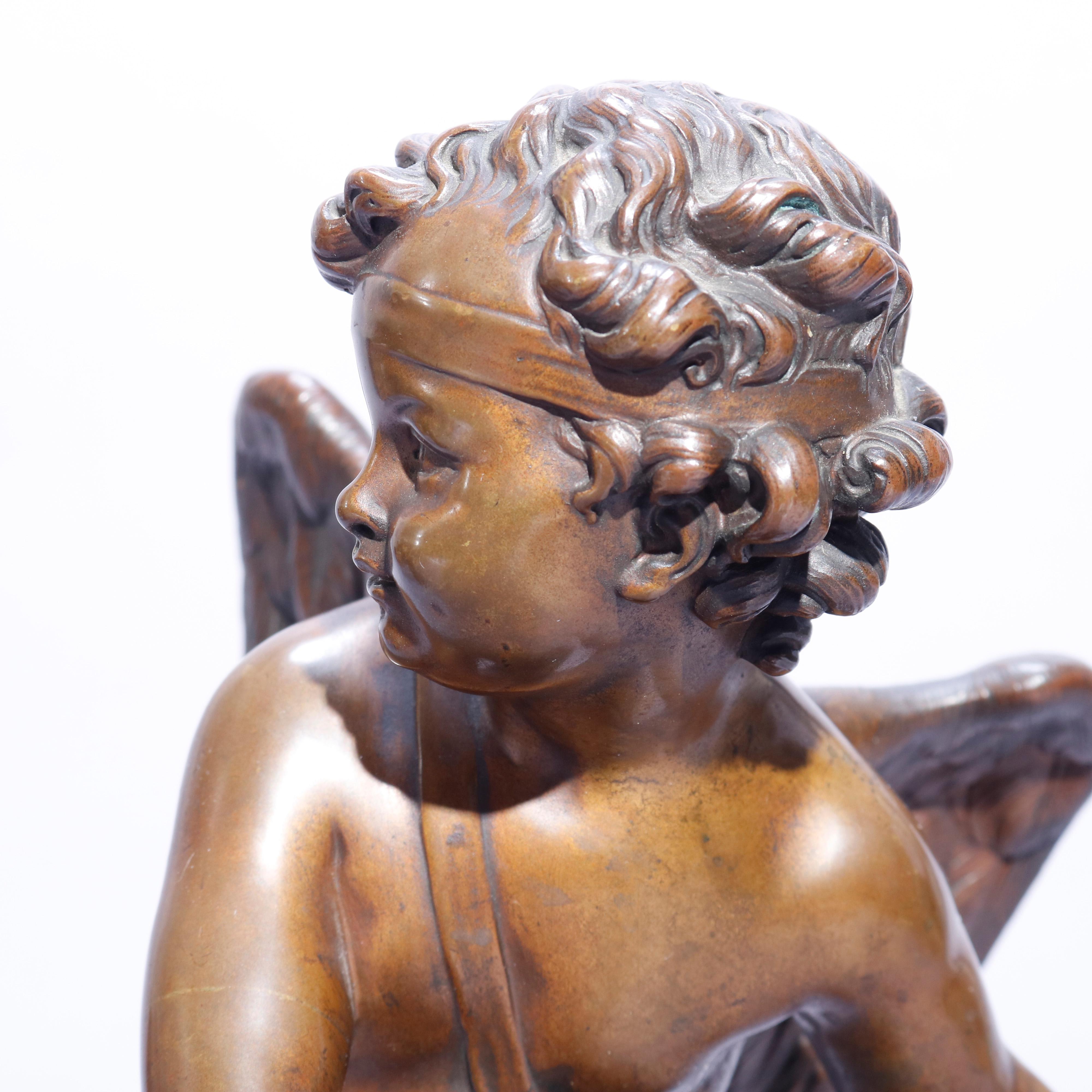American Antique Pair of Tiffany & Co. Classical Cupid Bronze Sculptures, circa 1890