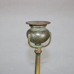 Antique Pair Bronze Root Candlesticks After Tiffany Studios, 20th C