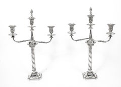 Antique Pair Victorian 3-Light Candelabra H Woodward, 19th Century