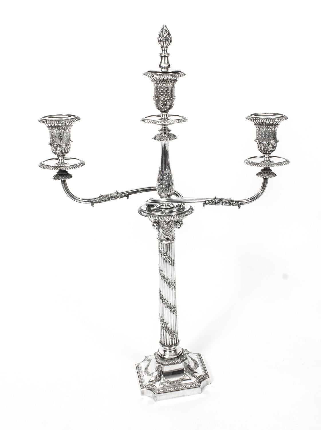 Antique Pair Victorian 3-Light Candelabra H Woodward, 19th Century In Good Condition In London, GB