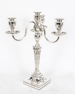 Antique Pair Victorian 4 Light Candelabra Elkington 19th Century