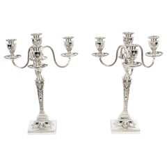 Paire de candélabres victoriens anciens à 4 lumières d'Elkington du 19ème siècle