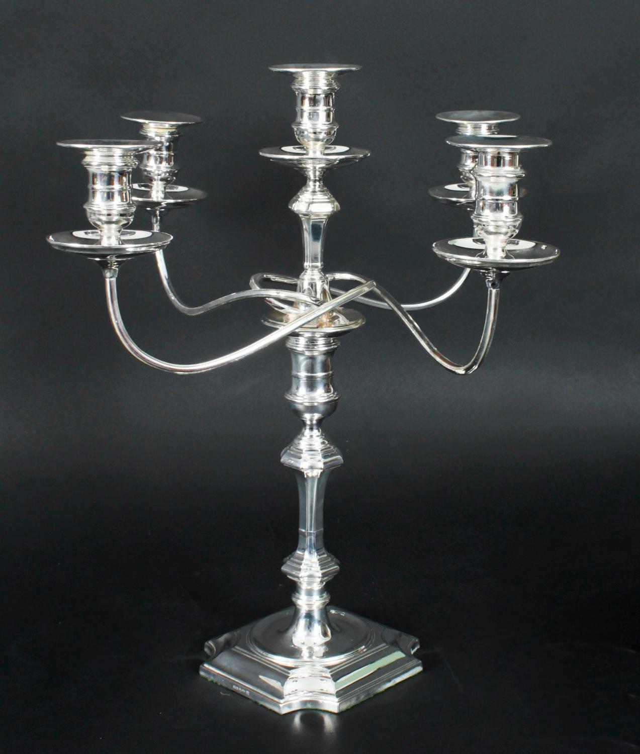 English Antique Pair Victorian 5 Light Candelabra Hawksworth, Eyre & Co 19th Century