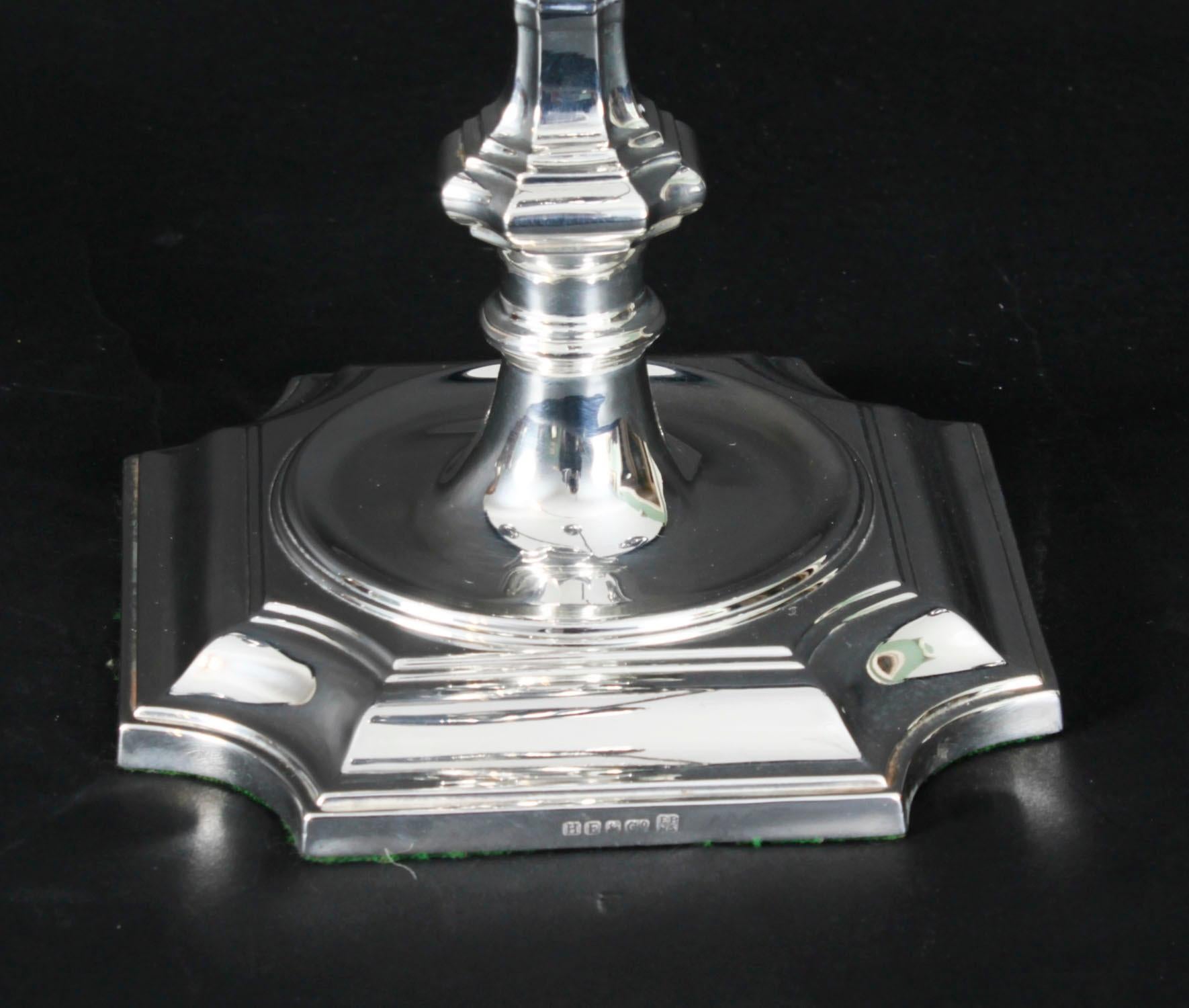 Silver Antique Pair Victorian 5 Light Candelabra Hawksworth, Eyre & Co 19th Century