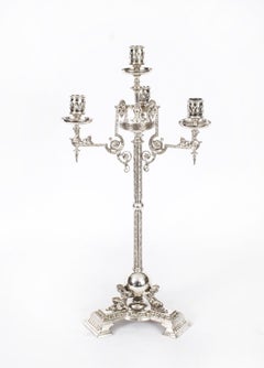 Antique Pair Victorian 5 Light Candelabra James Dixon 19th C