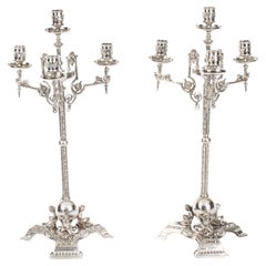 Ancienne paire de candélabres victoriens à 5 lumières James Dixon 19ème siècle