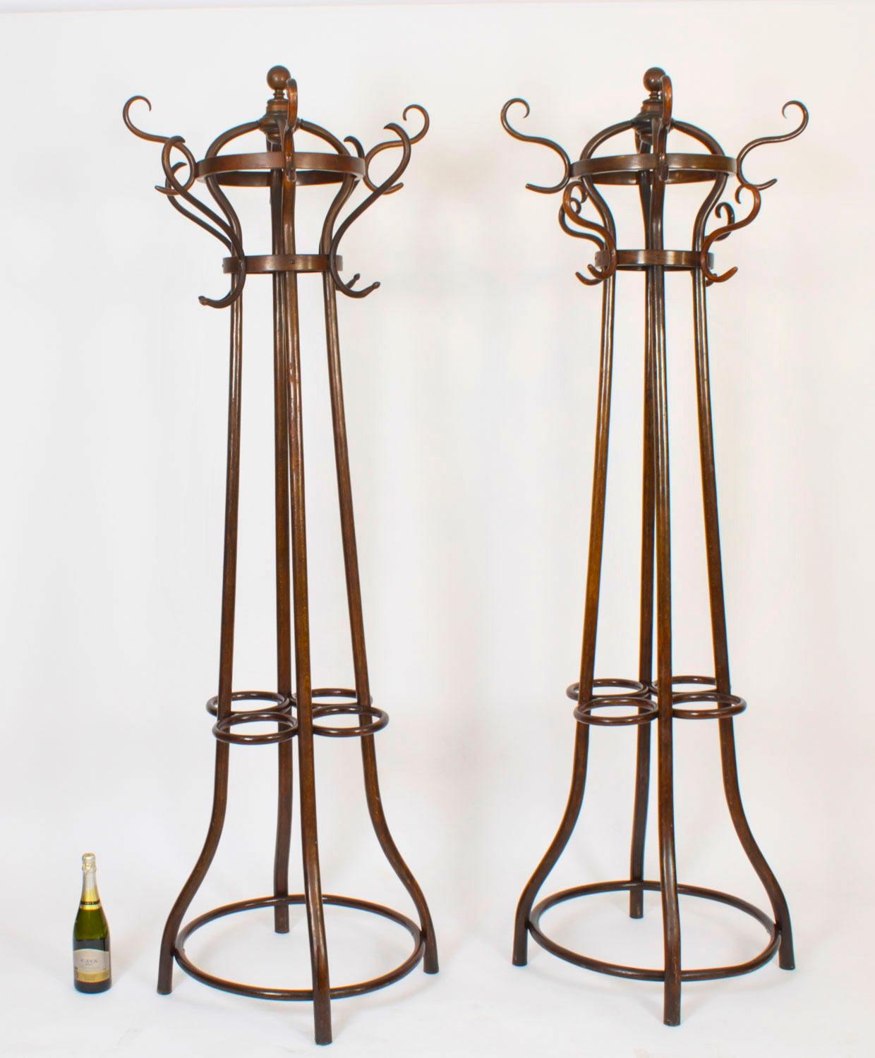Antique Pair Victorian Bentwood Hall Umbrella Coat Stands 19th Century 7