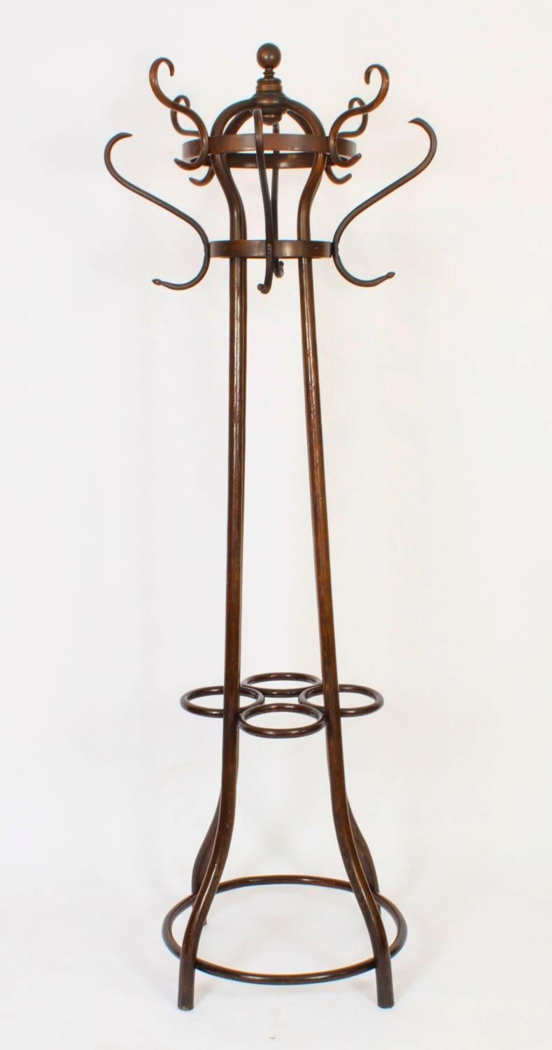 Ormolu Antique Pair Victorian Bentwood Hall Umbrella Coat Stands 19th Century