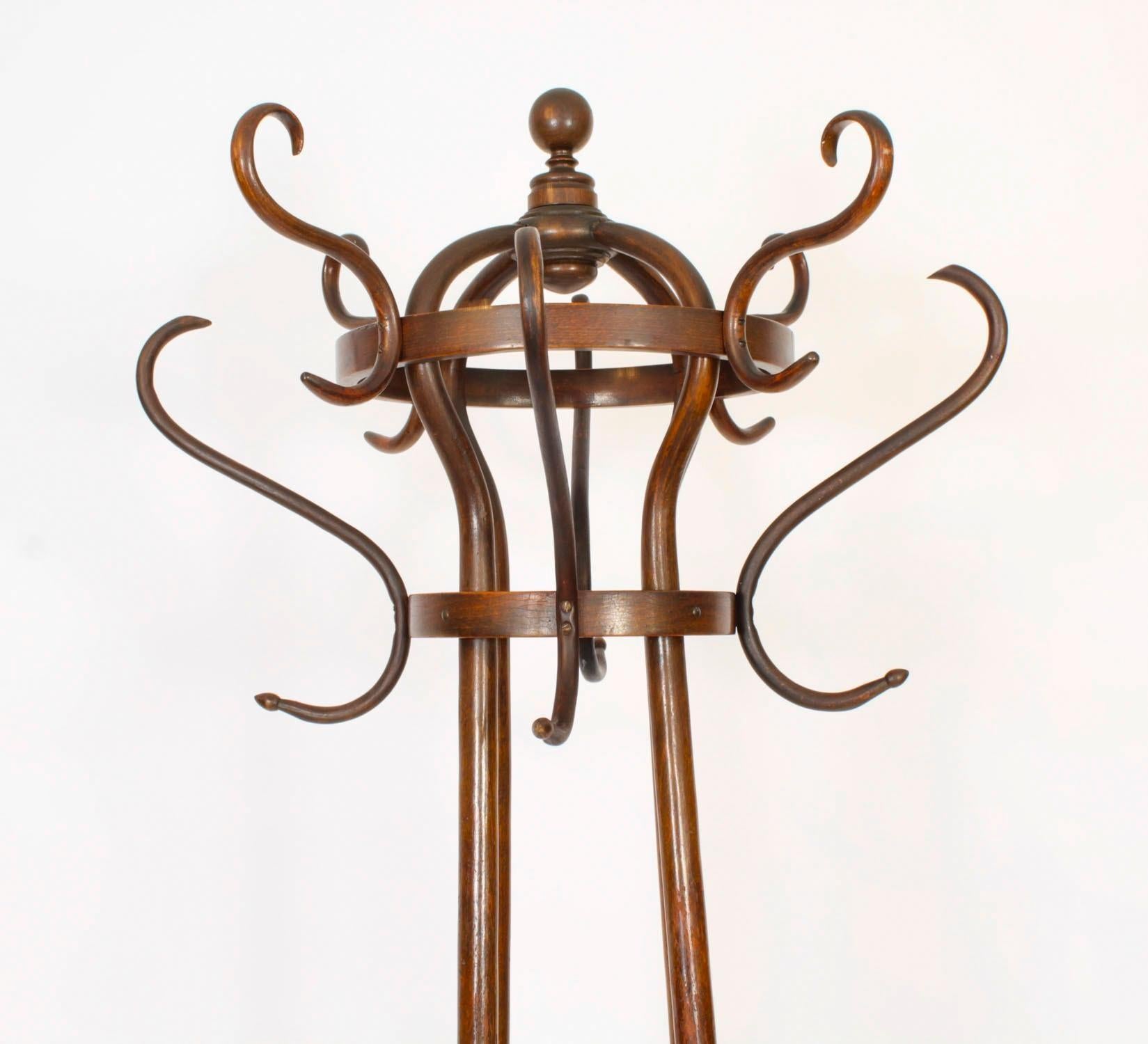 Antique Pair Victorian Bentwood Hall Umbrella Coat Stands 19th Century For Sale 1