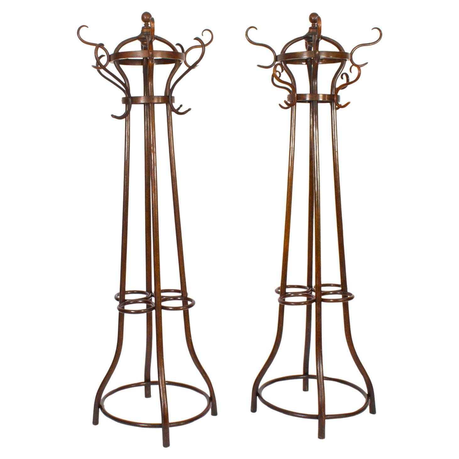 Antique Pair Victorian Bentwood Hall Umbrella Coat Stands 19th Century