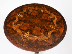Antique Pair Victorian Burr Wanut & Marquetry Occasional Tables 19th Century
