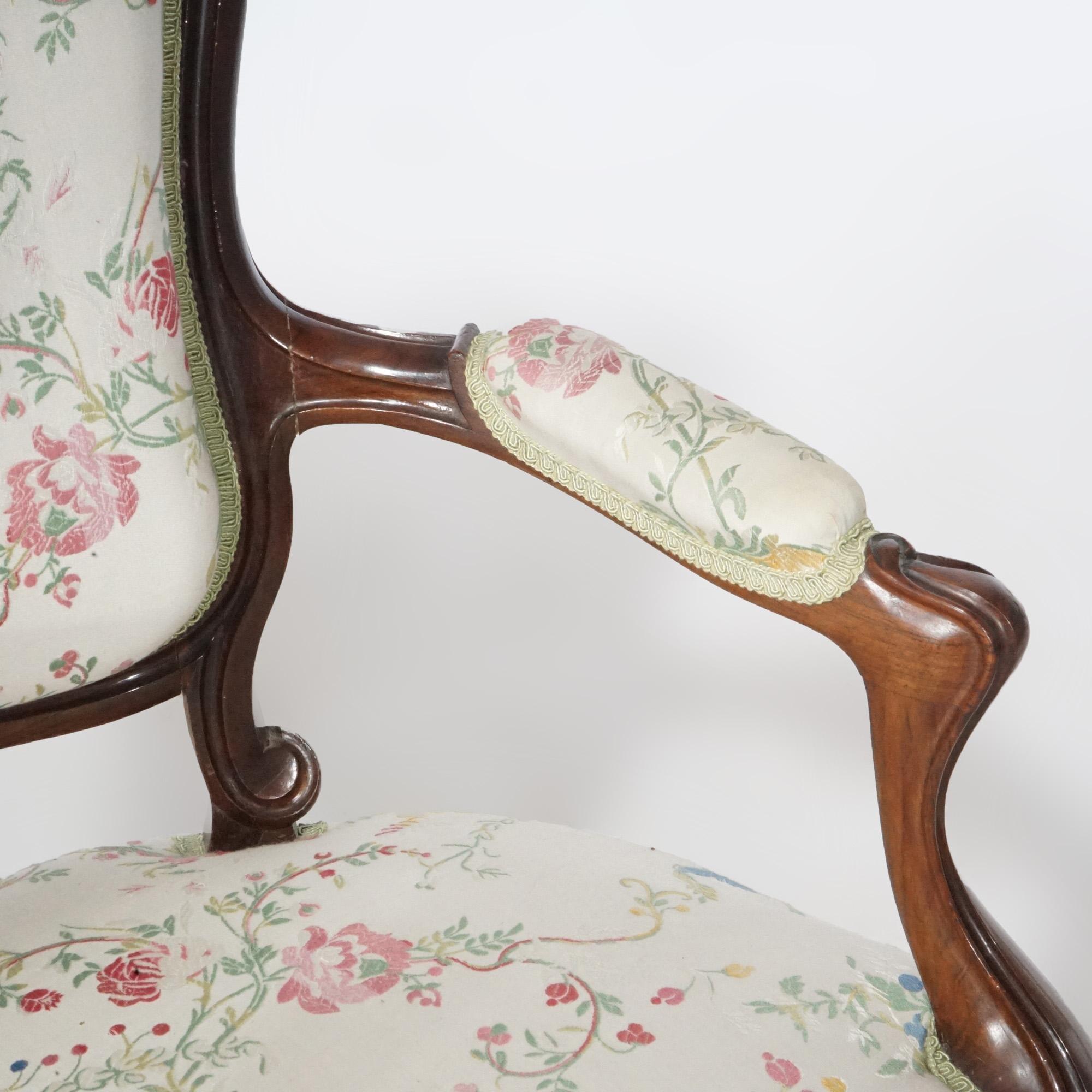 Ancienne paire de fauteuils de salon victoriens sculptés en bois de rose, vers 1890 en vente 4