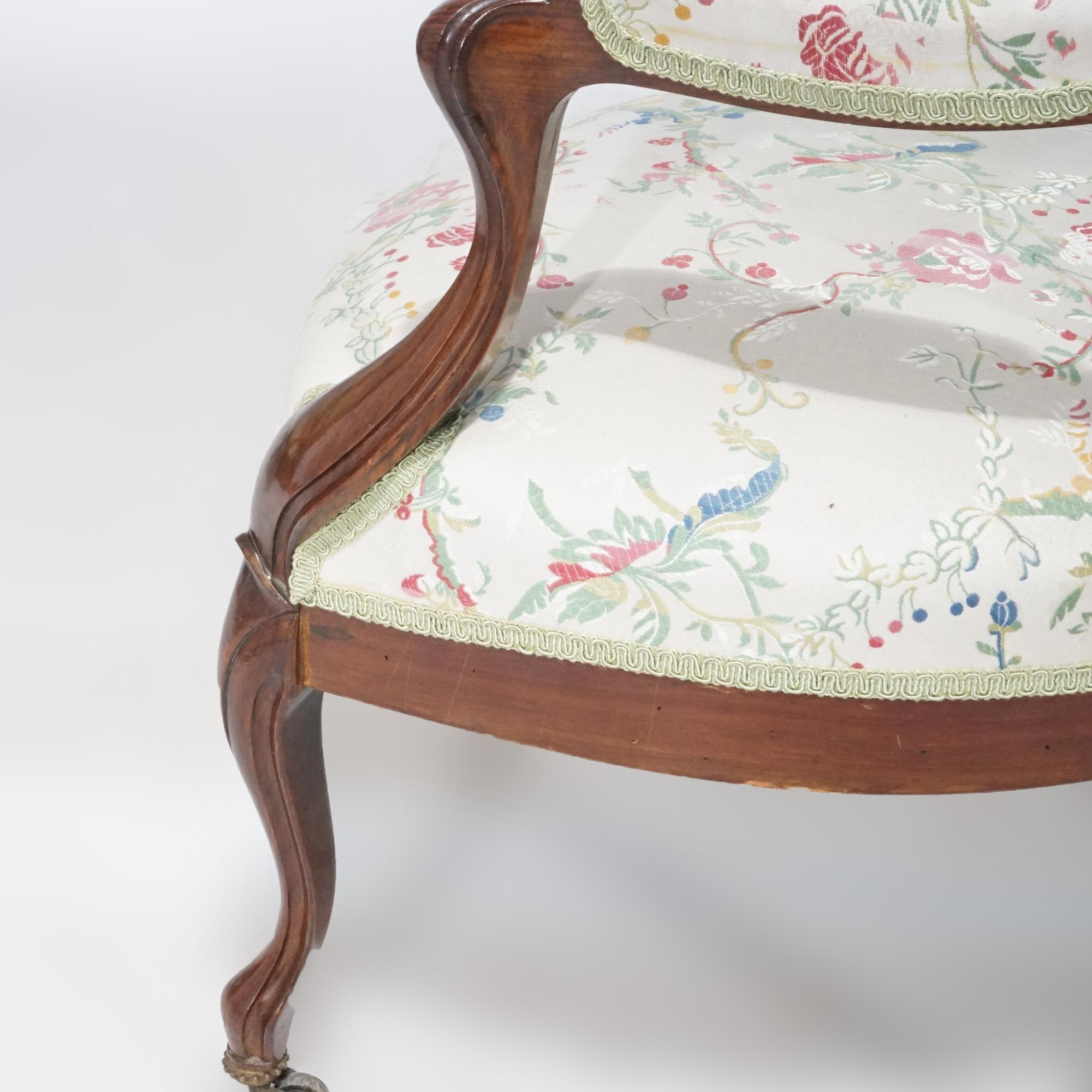 Ancienne paire de fauteuils de salon victoriens sculptés en bois de rose, vers 1890 en vente 7