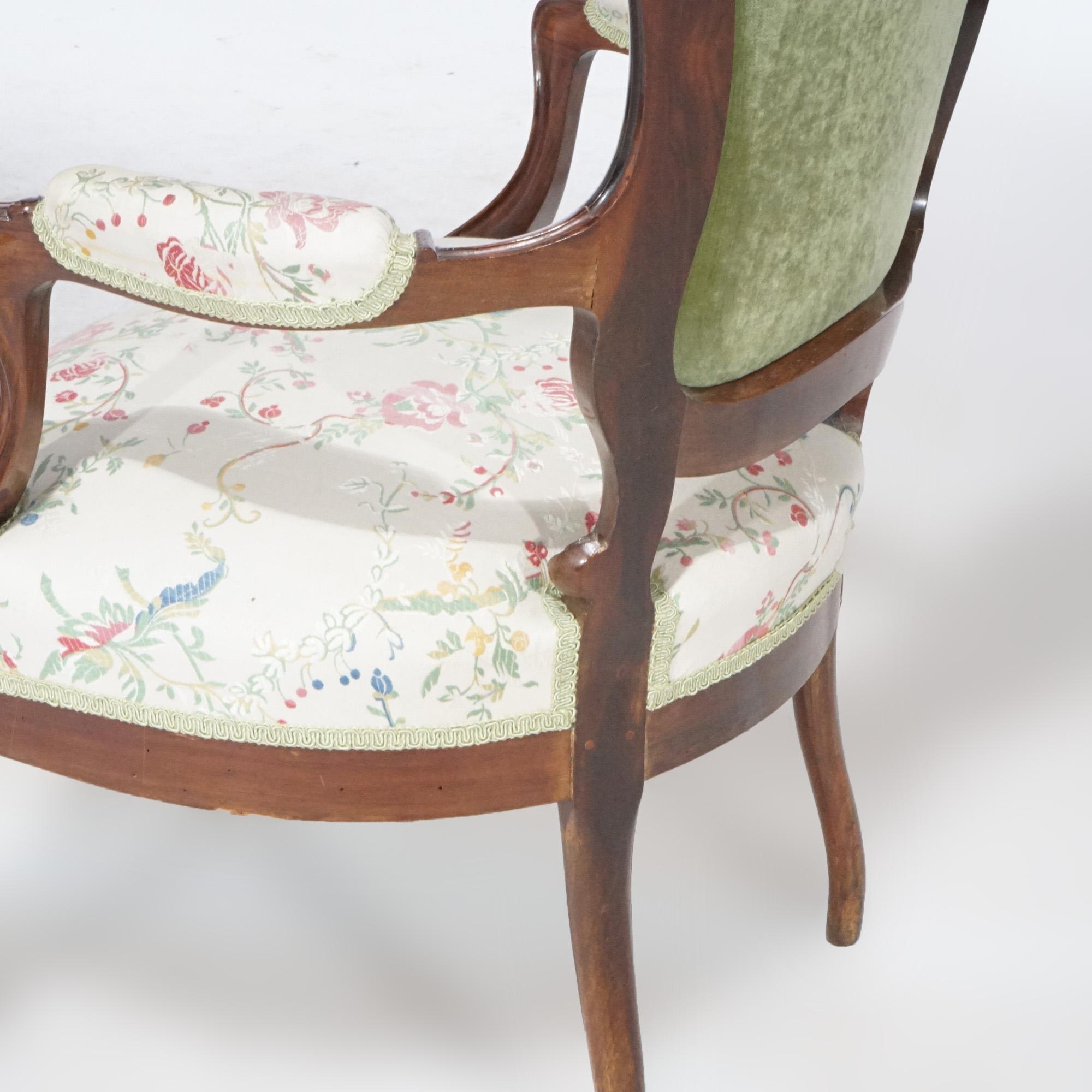 Ancienne paire de fauteuils de salon victoriens sculptés en bois de rose, vers 1890 en vente 8