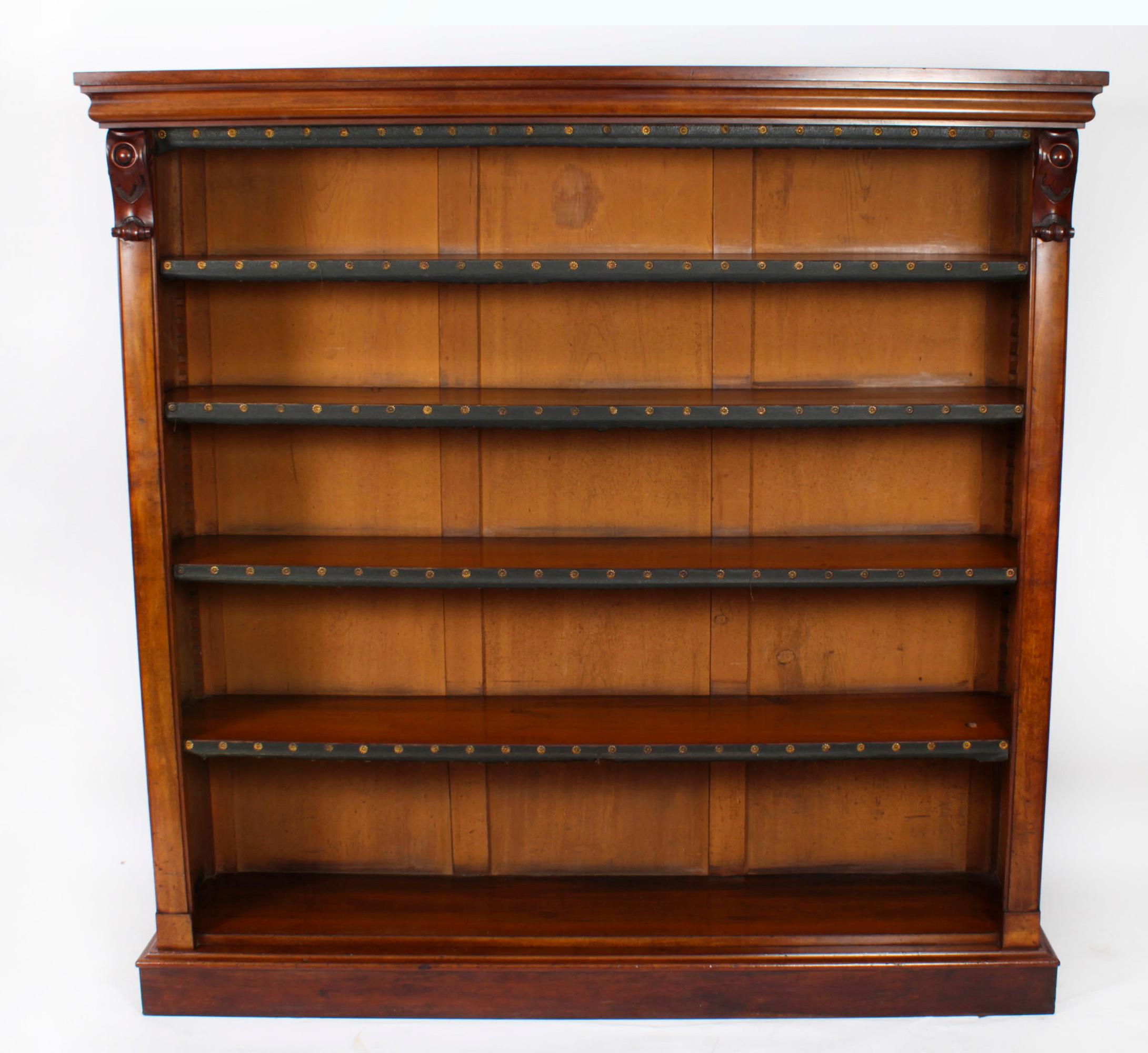 Antique Pair Victorian Mahogany Open Bookcases 19th Century 8