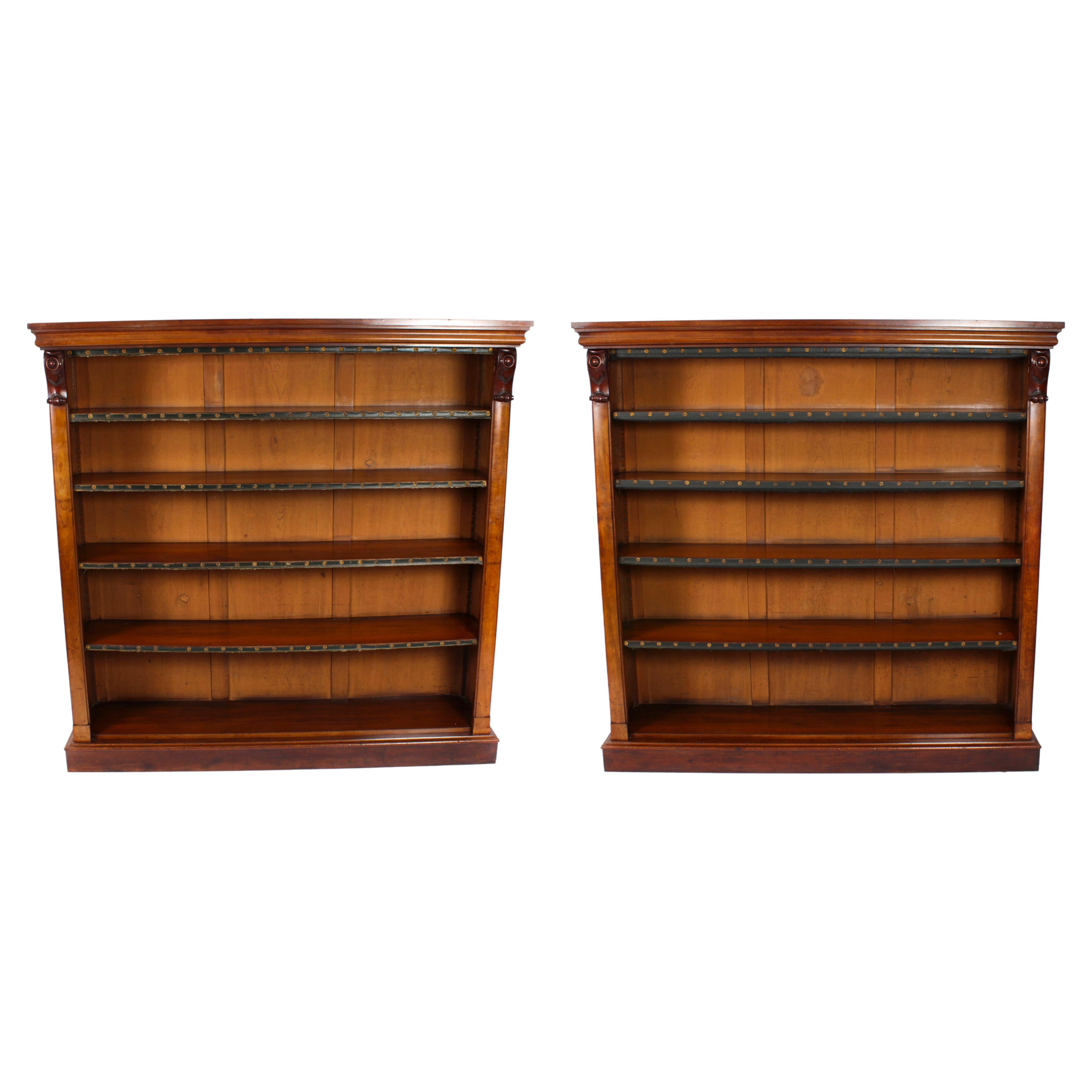 Antique Pair Victorian Mahogany Open Bookcases 19th Century For Sale