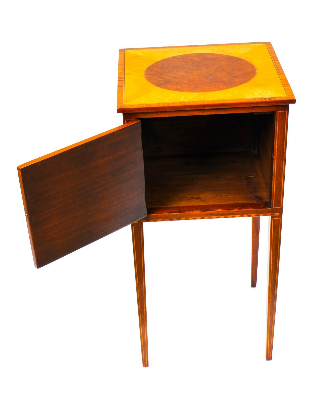 Antique Pair of Victorian Mahogany and Sycamore Bedside Cabinets, 19th Century 5