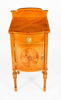 Antique Pair Victorian Satinwood Bedside Cabinets 19th C