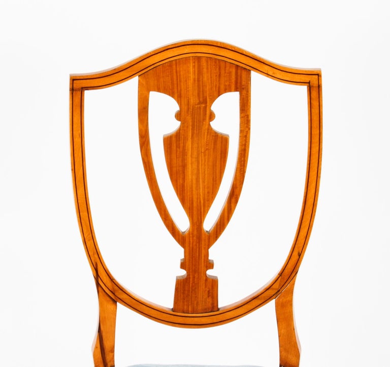 Antique Pair of Victorian Satinwood Shield Back Desk Chairs, 19th