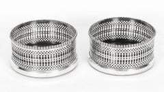 Antique Pair of Victorian Silver plate Wine Coasters 19th C