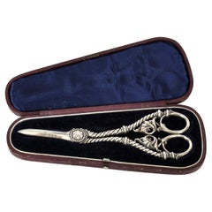 Antique Pair Victorian Silver Plated Grape Scissors, 19th C