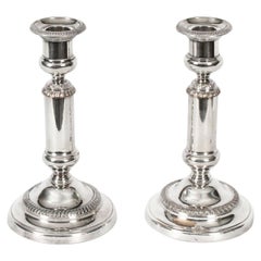 Antique Pair Victorian Silver Plated Telescopic Candlesticks, 19th C