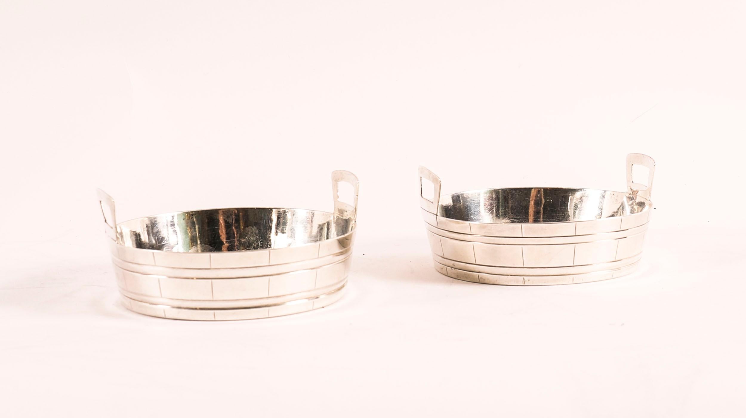 Argento 925 Antique Pair Victorian Sterling Silver Butter Dishes Dated 19th Century in vendita