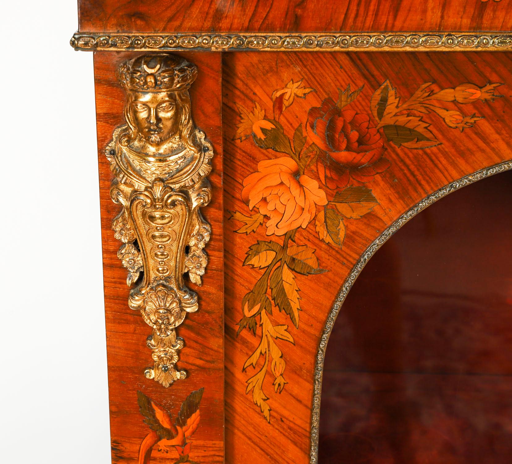 Antique Pair Victorian Walnut Marquetry Pier Cabinets 19th Century For Sale 10