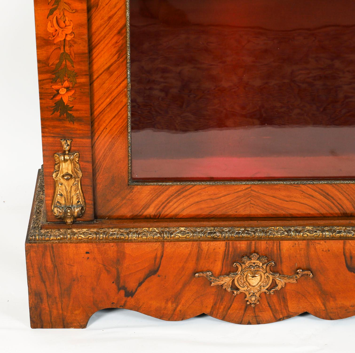 Antique Pair Victorian Walnut Marquetry Pier Cabinets 19th Century For Sale 13