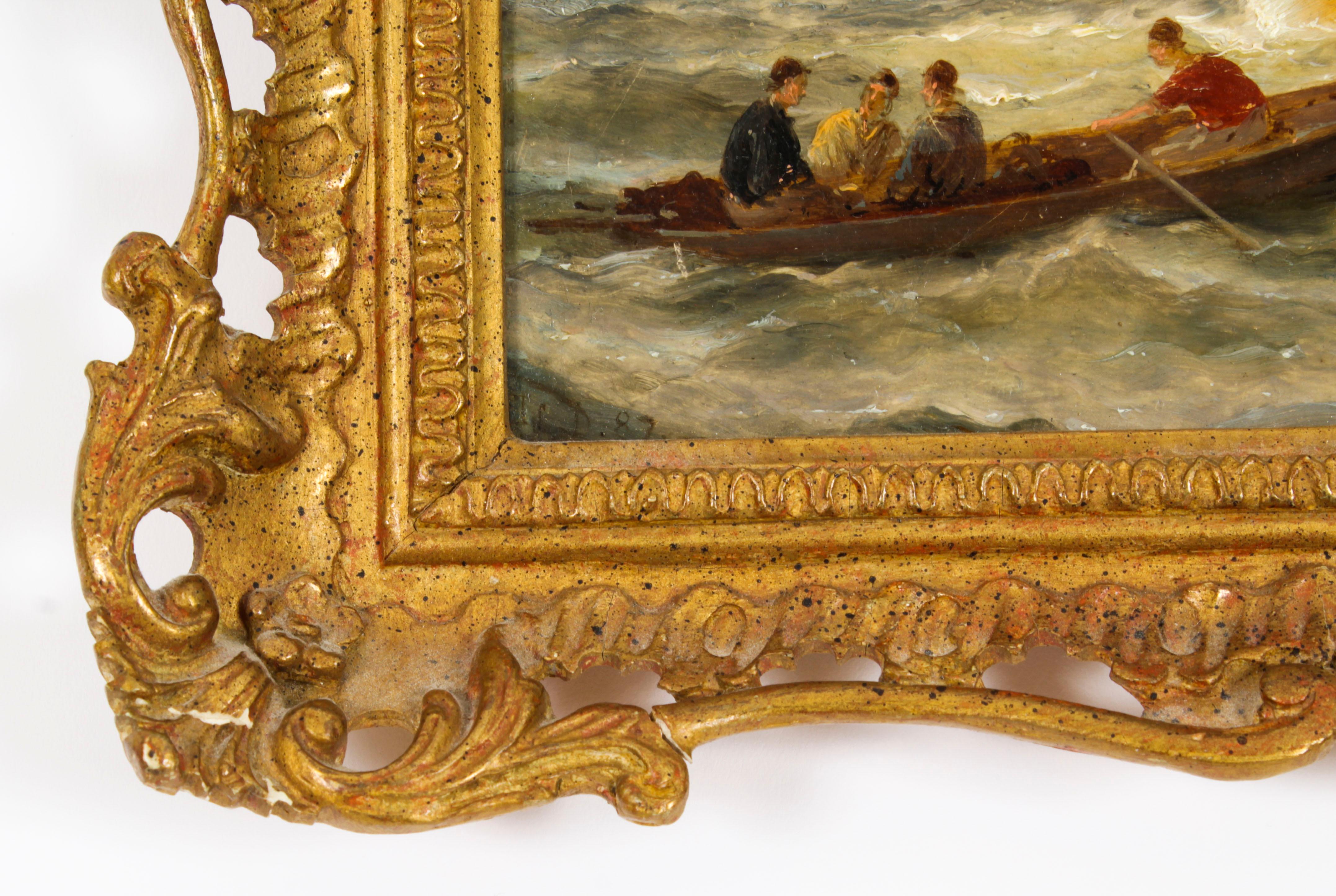 Paire de peintures à l'huile anciennes de paysages aquatiques par Peter Dommersen, 1887, 19ème siècle 11