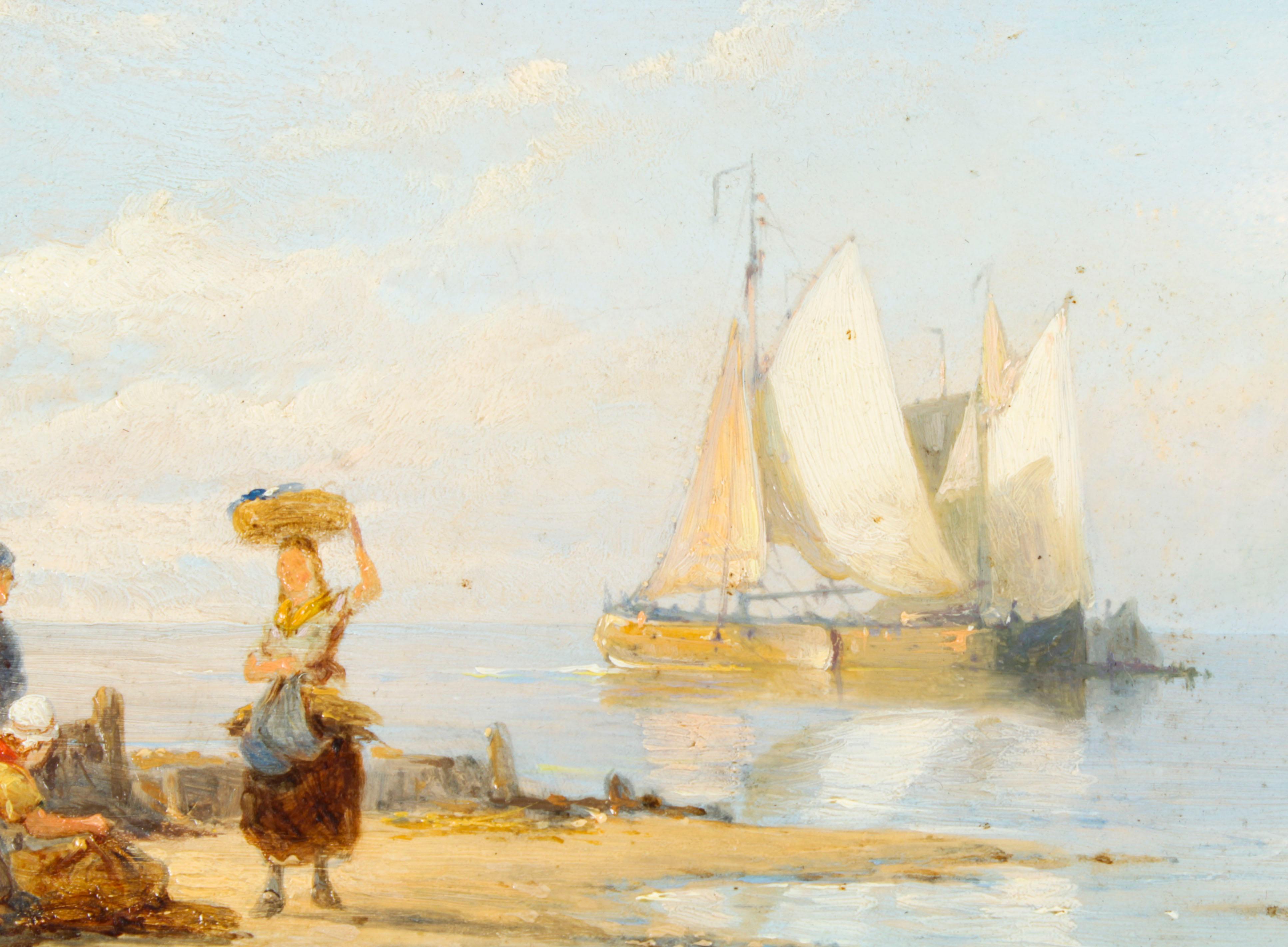 Fin du XIXe siècle Paire de peintures à l'huile anciennes de paysages aquatiques par Peter Dommersen, 1887, 19ème siècle