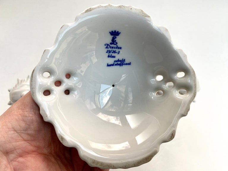 Antique Paired Candleholders, Dresden, Germany Porcelain Candelabra For