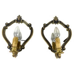 Antique Paired Wall Scones with Mirrors Amazing Brass Wall Sconces, 1910s