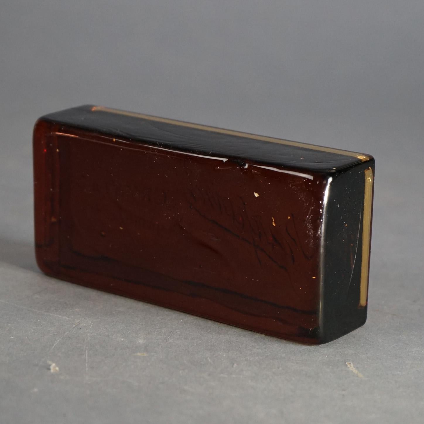 20th Century Antique Pairpoint Crystal Advertising Amber Glass Paperweight C1920 For Sale