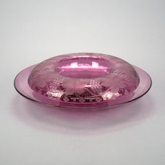 Antique Pairpoint Elegant Art Glass Grape & Leaf Center Bowl & Liner, Circa 1920