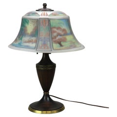 Antique Pairpoint Four Seasons Reverse Painted Table Lamp Circa 1920