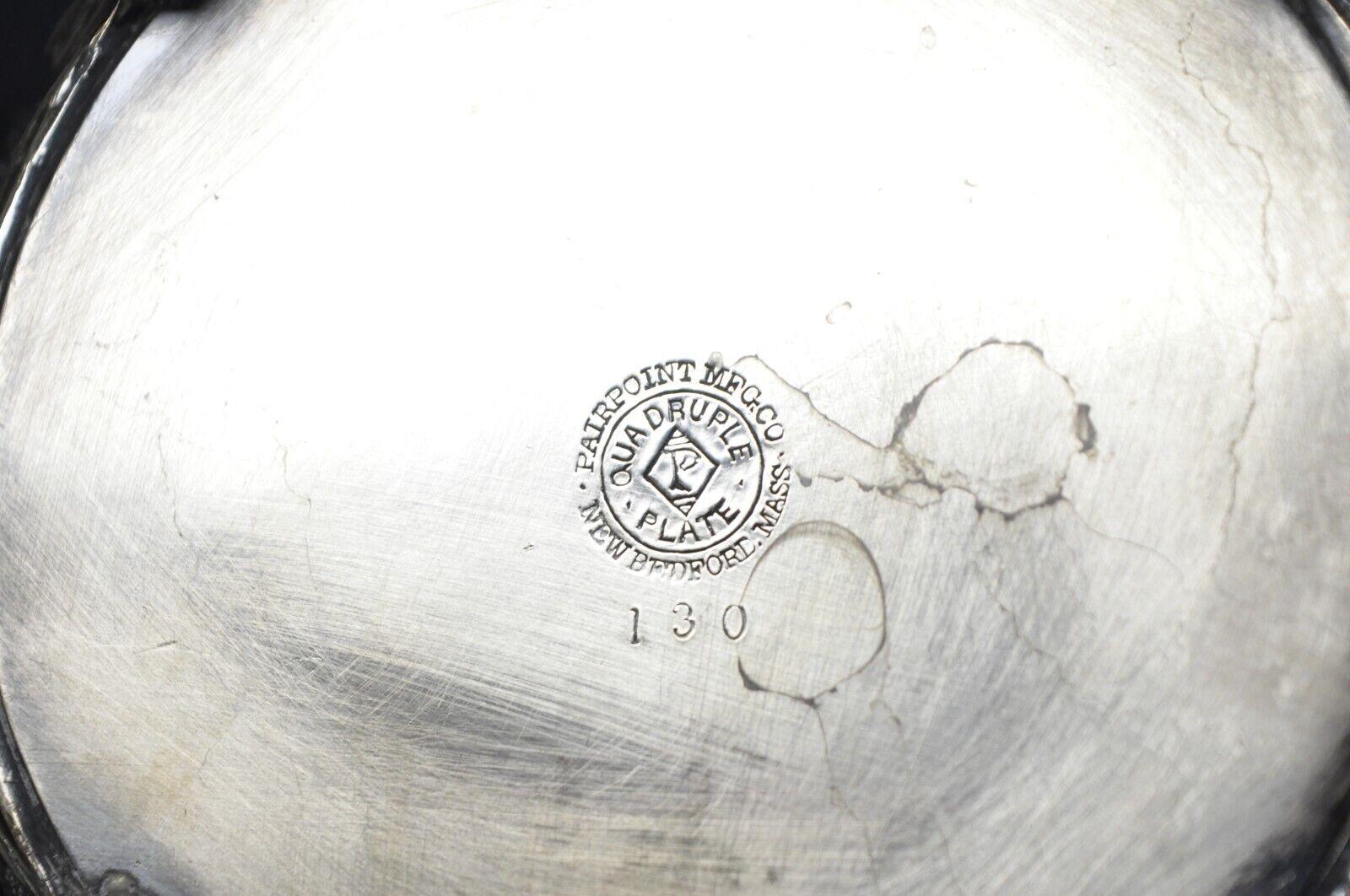Ancienne théière victorienne Pairpoint Mfg en métal argenté avec poignée en bois en vente 4